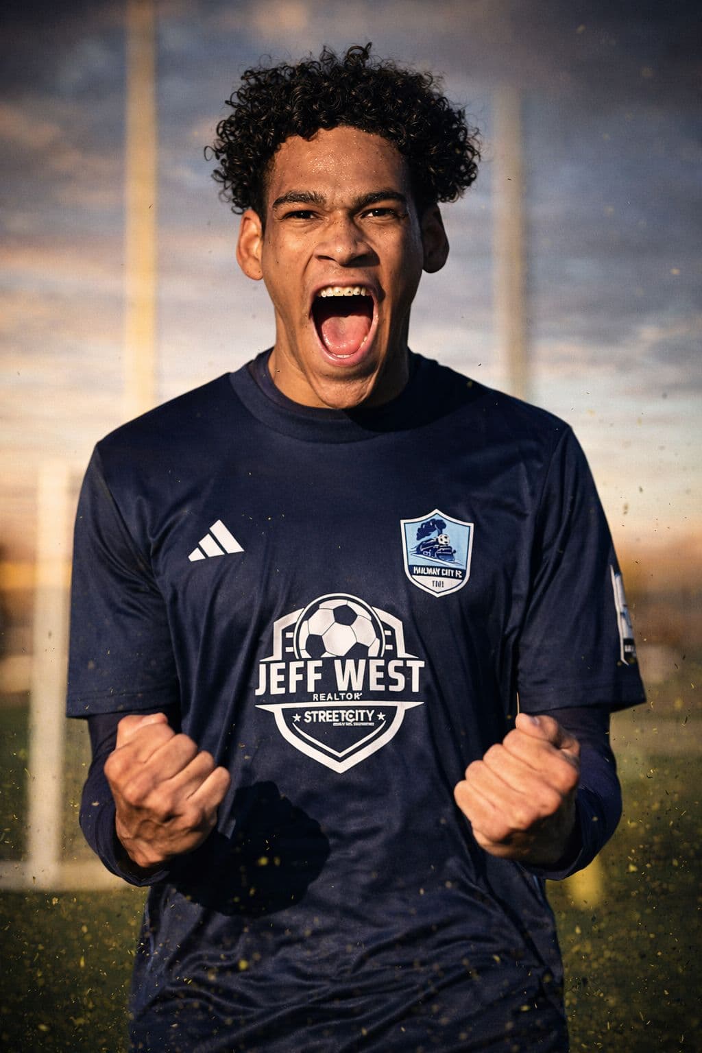 Men's player celebrating goal